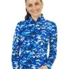 IBKUL Camo Print Long Sleeve Mock Neck Top - Blue/Navy -Deals Clearance Store shirt ib2201027120ldy20navy 3 00543.1675765516