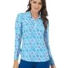 IBKUL Terra Print Adjustable Long Sleeve Zip Polo - Seafoam/Blue 2 IBKUL Terra Print Adjustable Long Sleeve Zip Polo - Seafoam/Blue -Deals Clearance Store shirt ib2204826420ldy20blue 3 32381.1675751260