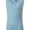 Puma JR Girls Heather Sleeveless Golf Polo - Dusty Aqua